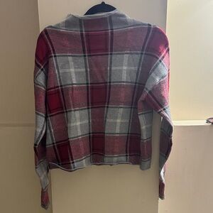 Nicole Miller Red and Gray Plaid Cardigan